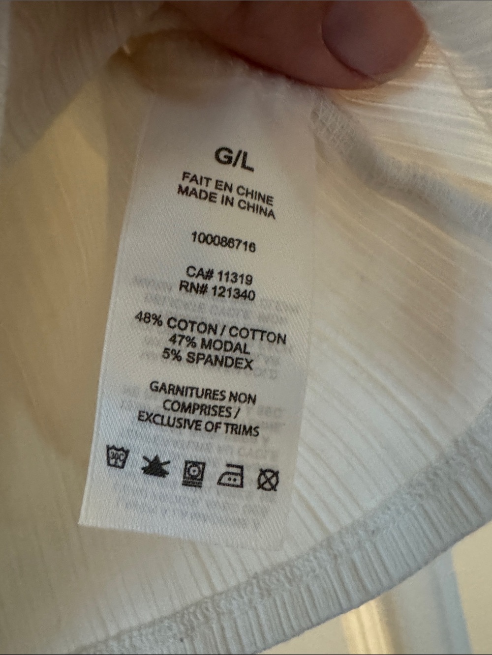 Garage Cream Ribbed Scoop Neck Tee with Lace Trim - Picture 2 of 4